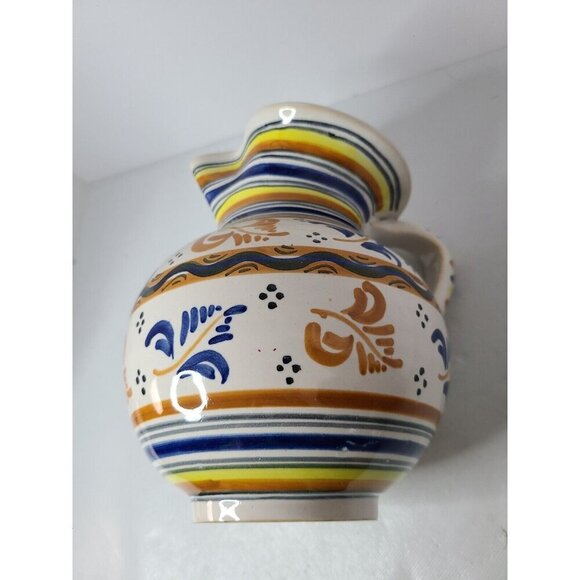 Vintage Talavera Pottery Floral Hand Painted Porcelain Pitcher Mexican Folk Art - Picture 8 of 10